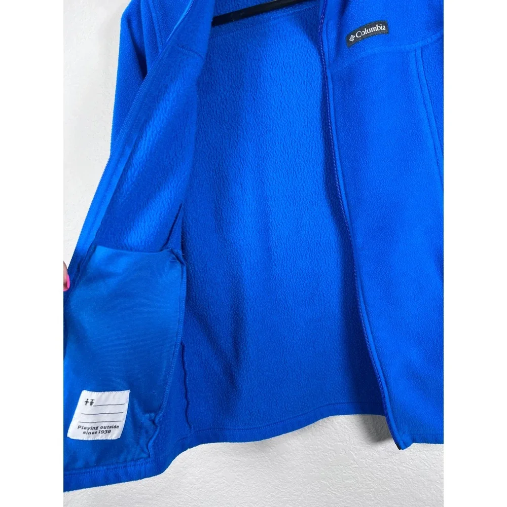 Columbia Fleece‎ Jacket Full Zip Pockets Cozy Warm Blue Coat kids L 14/16